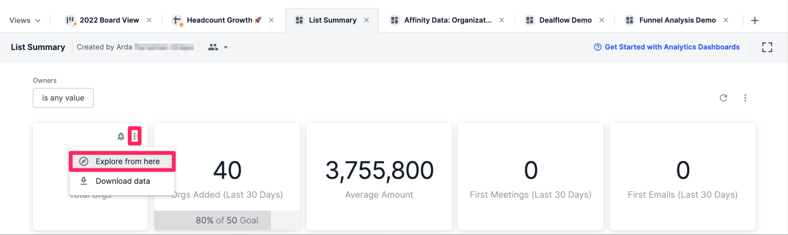 Affinity Analytics - List Summary Reports