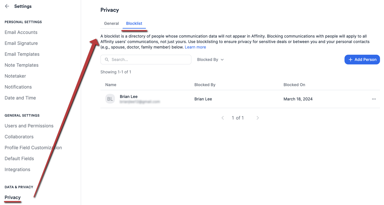 Setting up your privacy preferences in Affinity