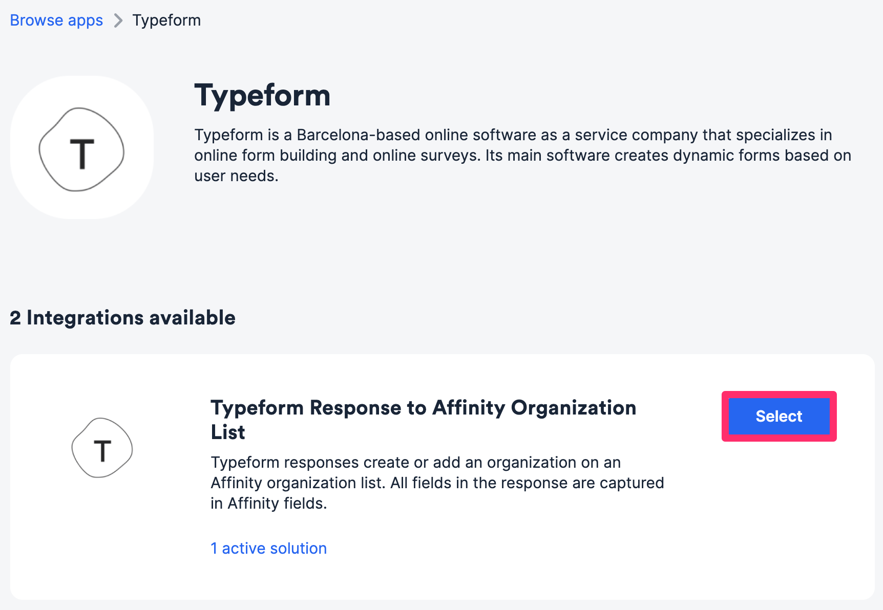 How to integrate Affinity with Typeform